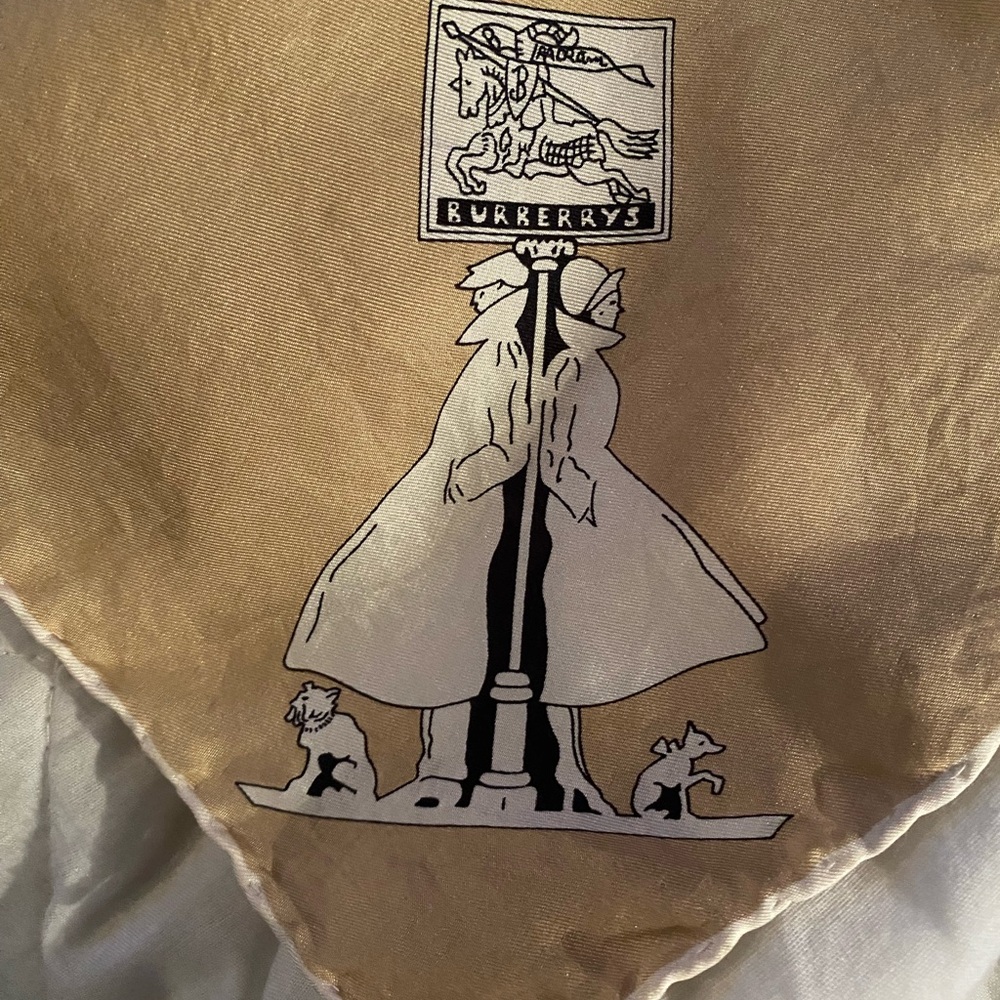 Burberry Tan Silk Scarf.